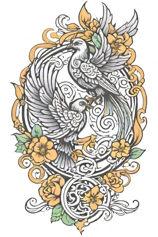 Phoenix And Flower Intertwined Infinity Symbols