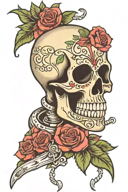 Mariachi Skull With Roses