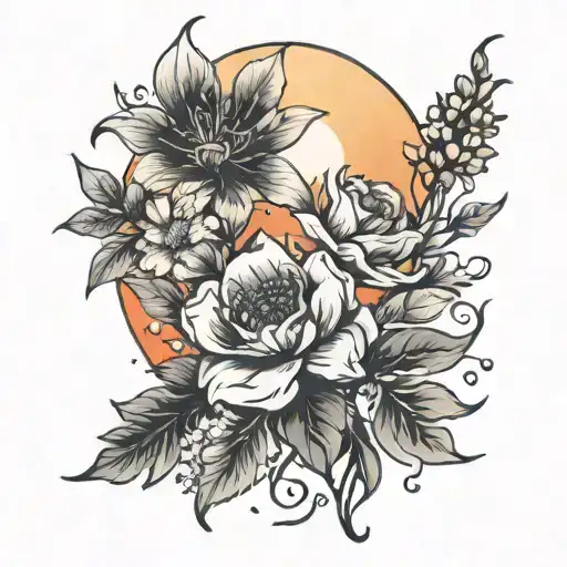 Summer And Wild Flowers And Sunset