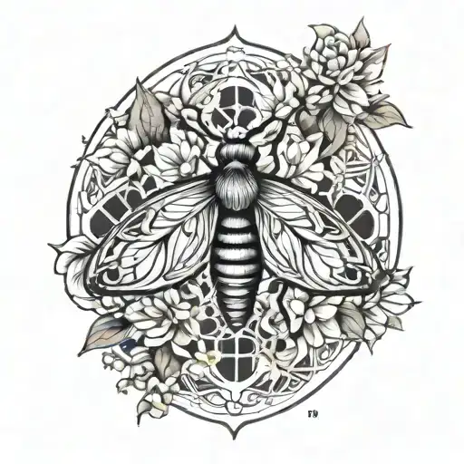 Moth And Flower Of Life Pattern
