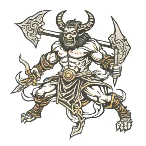 Minotaur Warrior Wielding Swords