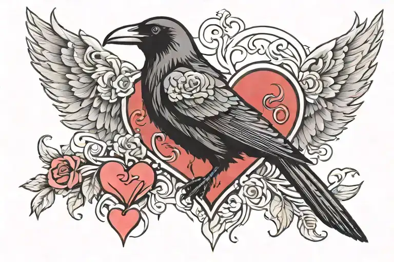 Raven And Love Heart