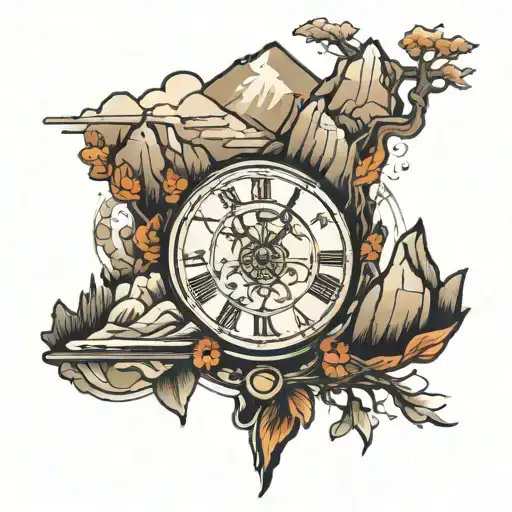 Mountains And Clock Embedded