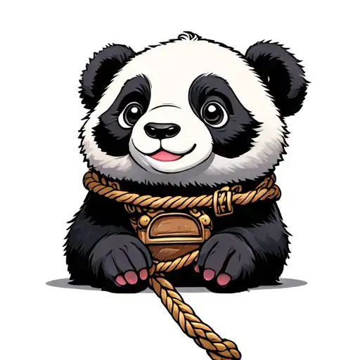 Toy Panda Wearing Rope Harness