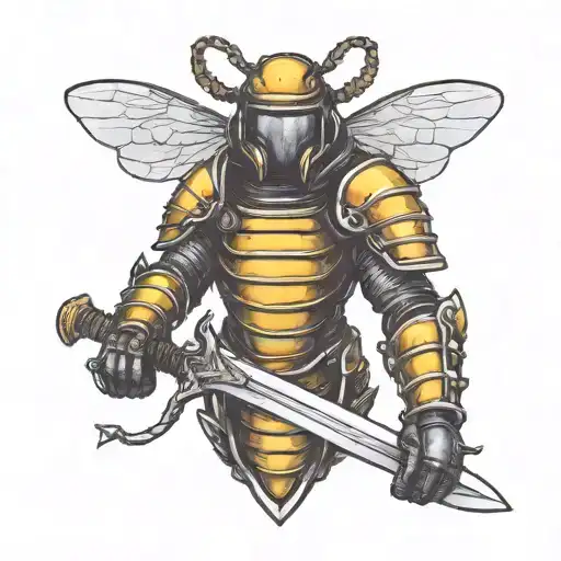 Bee In Armour Holding A Sword