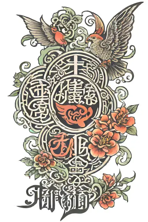 Chinese Lettering For Peace Love Prosperity And Family