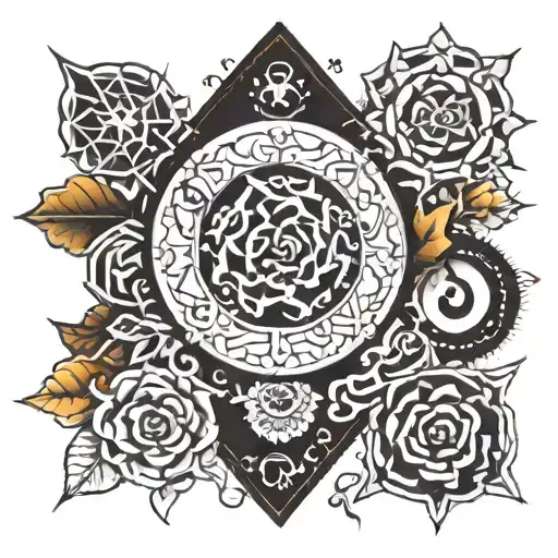 Traditional Black Work Patch Work Sleeve