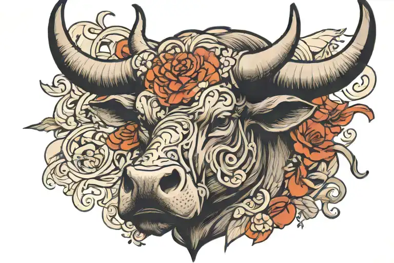 The Bull Covered The Woman Face