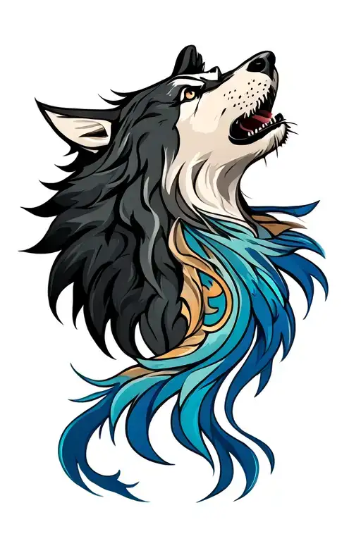 Spiritual Wolf Howling Together Face