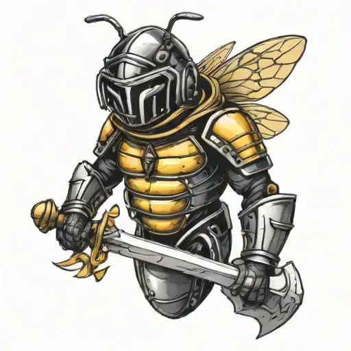 Bee In Armour Holding A Sword