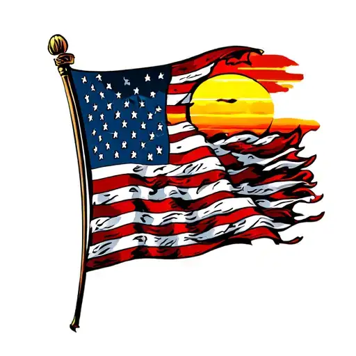 American Flag Sunset