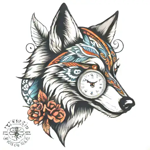 Arrow Wolf With Clock