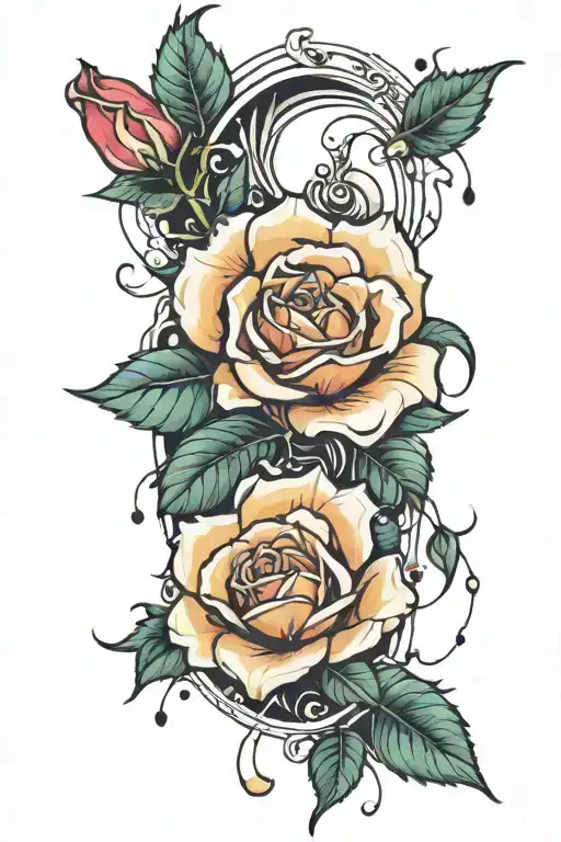 Rose With Flower Pedels Falling Throug Space