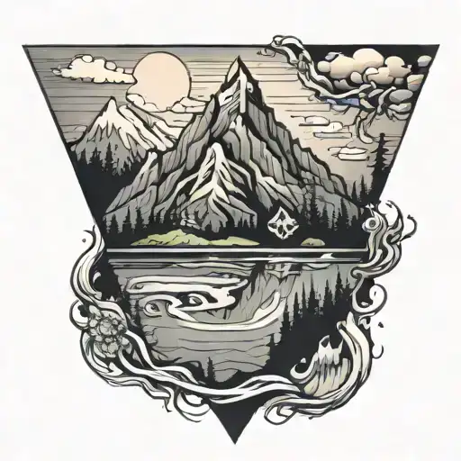 Mountain Then Negative Space Then Upside Down Water