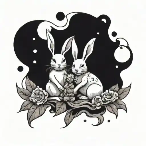 Moon And Rabbit Holding