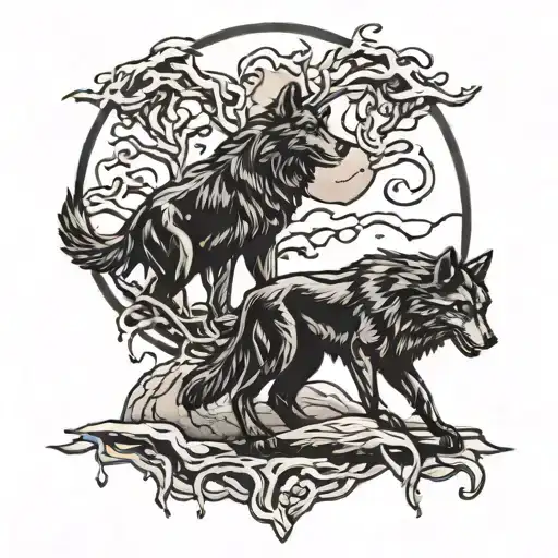 Black Wolves Howling At The Moon