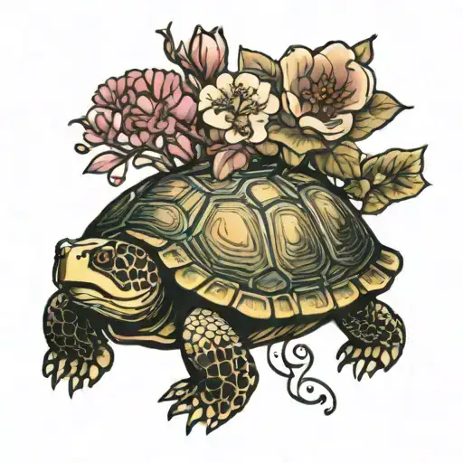 Turtle With Japanese Blossoms