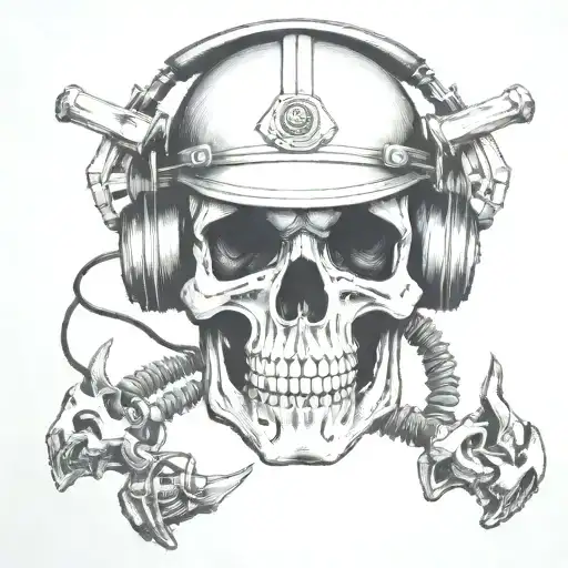 Tunnel Miner Skull Heller And Headphone