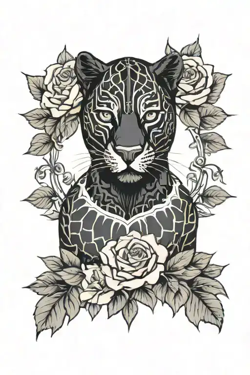 Black Panther And Rose Surrounded