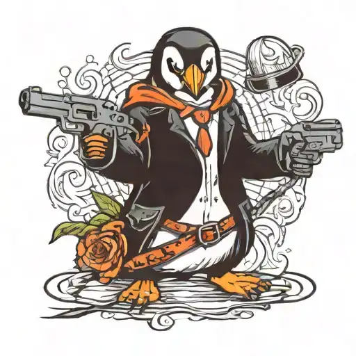 Penguin Holding A Gun