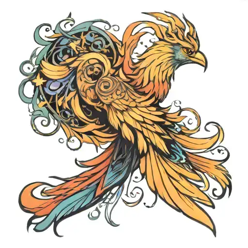 I Want An Phoenix And An Boreal Aurora Tattoo Mixed