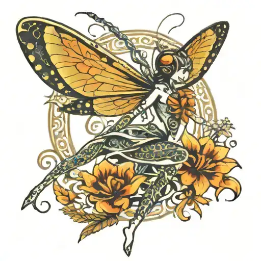 Dance And Dragonfly Hovering