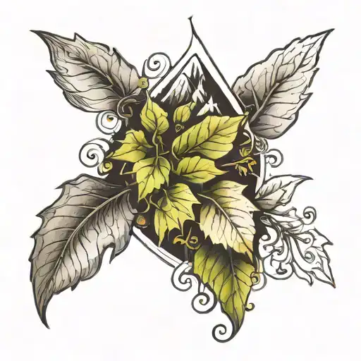 Vine Leaves And Mountains