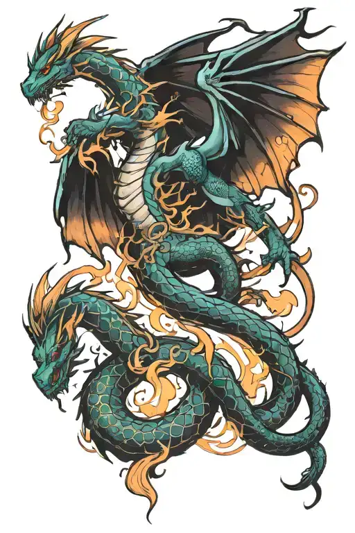 Semicolon And Dragon Breathing Fire