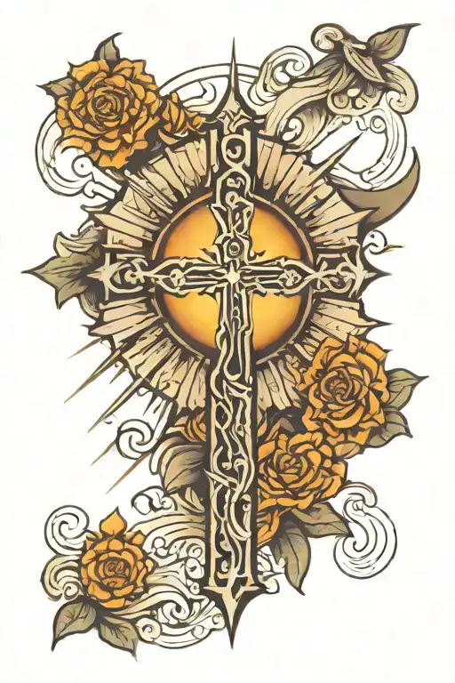 Cross And Sun Rays Coming