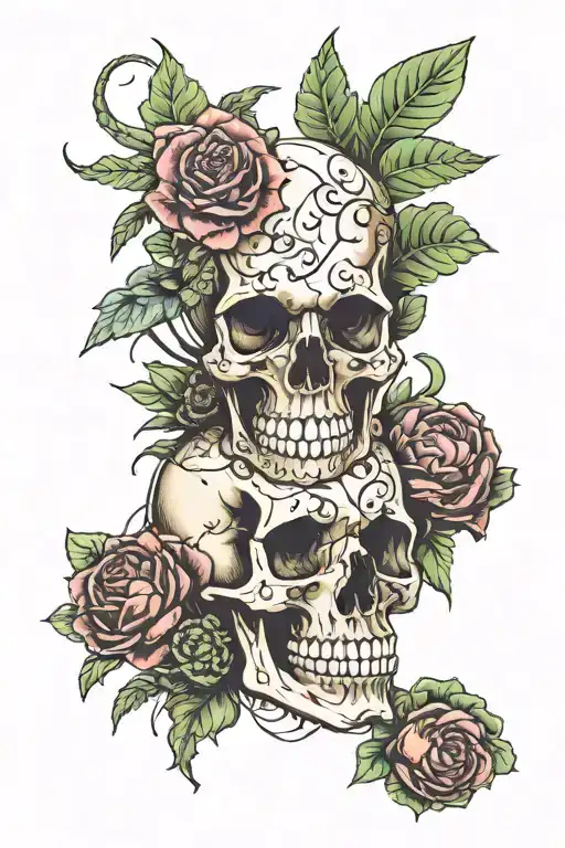 Skull And Mushrooms And Plants And Succulents Neo