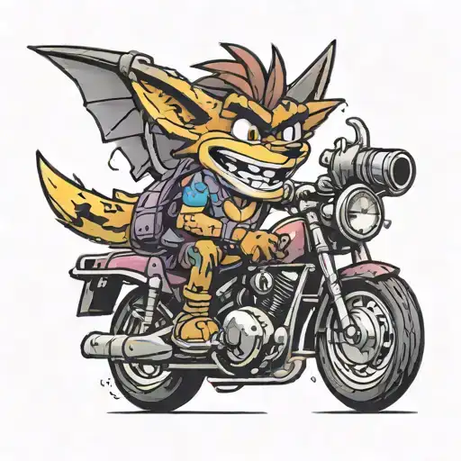 Crash Bandicoot Riding Spyro Holding A Gun