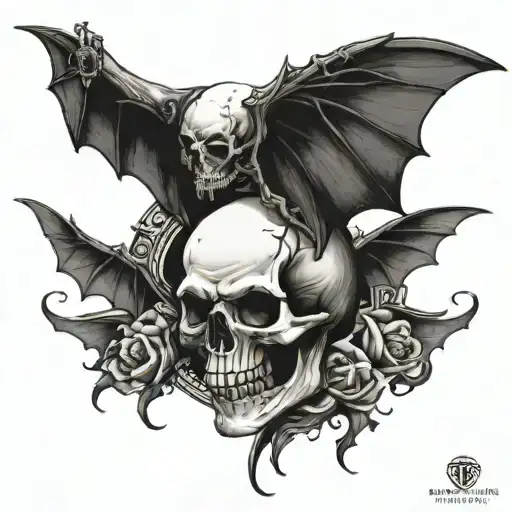 Skull On The Side With Bat Wings