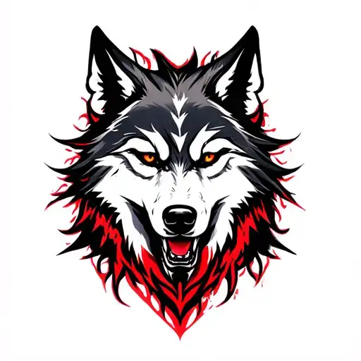 Wolf Lycan Type With White And Red Colors With Black Aura