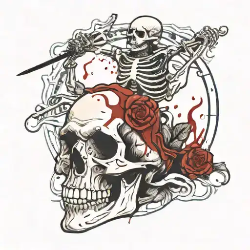 Skeleton And Blood Creepy