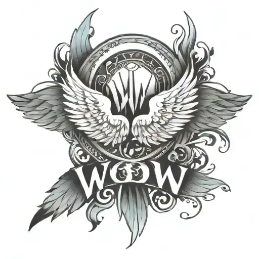 Angel Wings With Wow Written Across