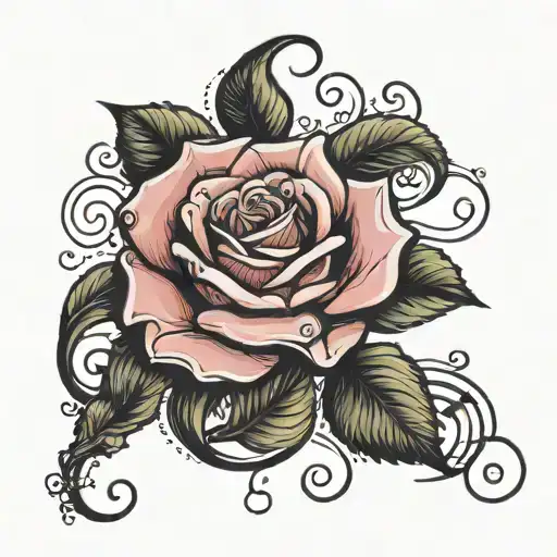 Rose With Music Notes Spiraling Down The Stem