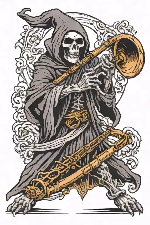 Grim Reaper Playing The Flute