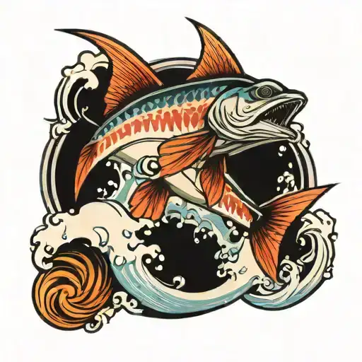 Sword Fish Surfing Wave