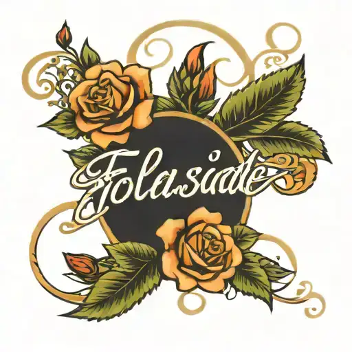 The Word Folasade In Cursive With Two Roses Intertwined At The Bottom