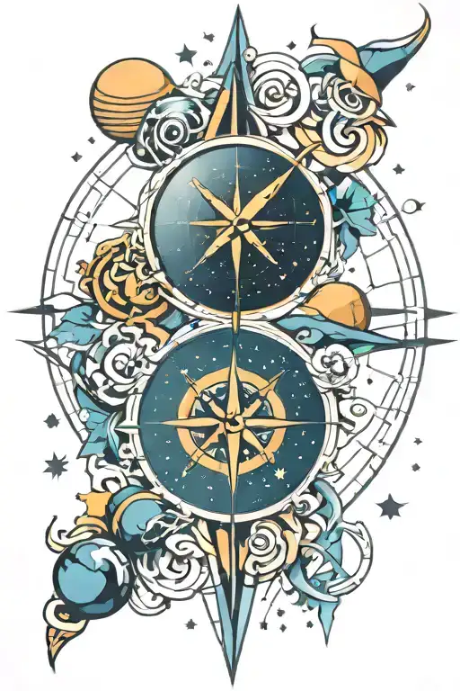 Leo Capricorn Planets Compass Geometric