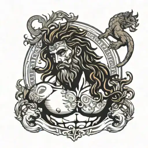 Hercules With A Lion Skin Over His Head In Dark Grey
