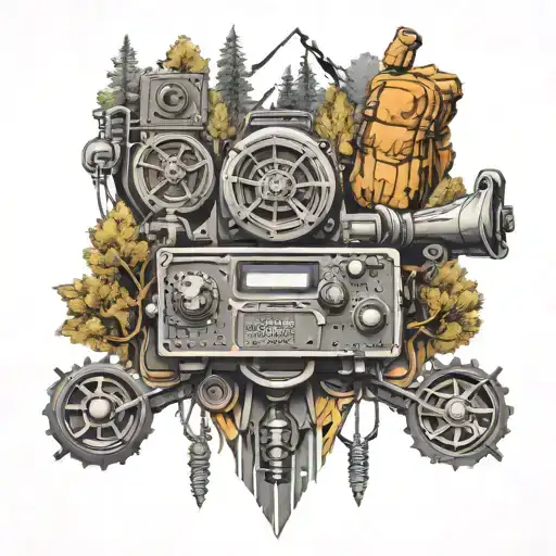 An Intricate 3D Printing Machine Surrounded By Hiking Trails And Camping Gear