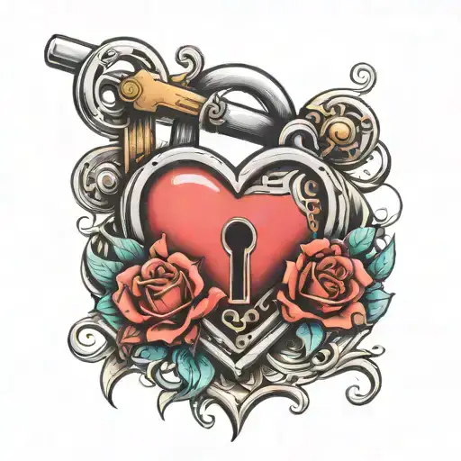 Roman Numerals Across Heart Shaped Lock