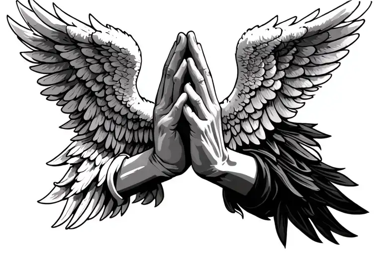 Praying Hands With Angel Wings