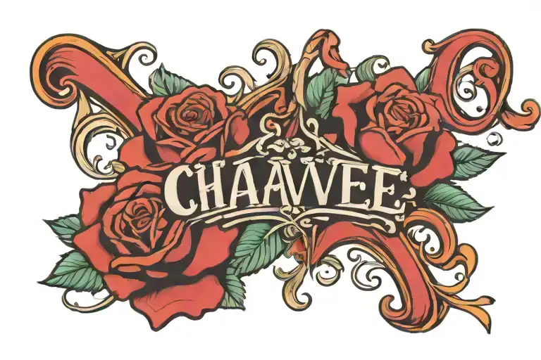 Chavez Name Lettering And Roses