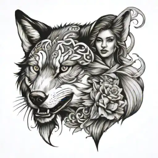 Girl Wearing Wolf
