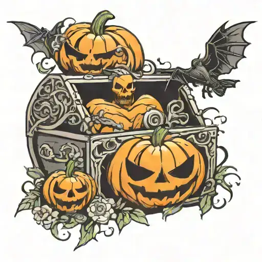 Halloween Scene Pumpkin Chest