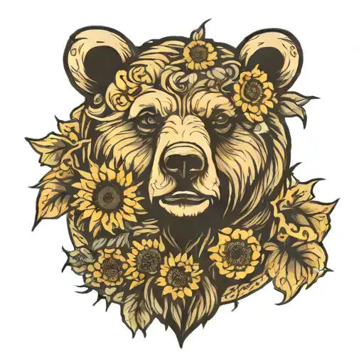 Bear With Sunflowers