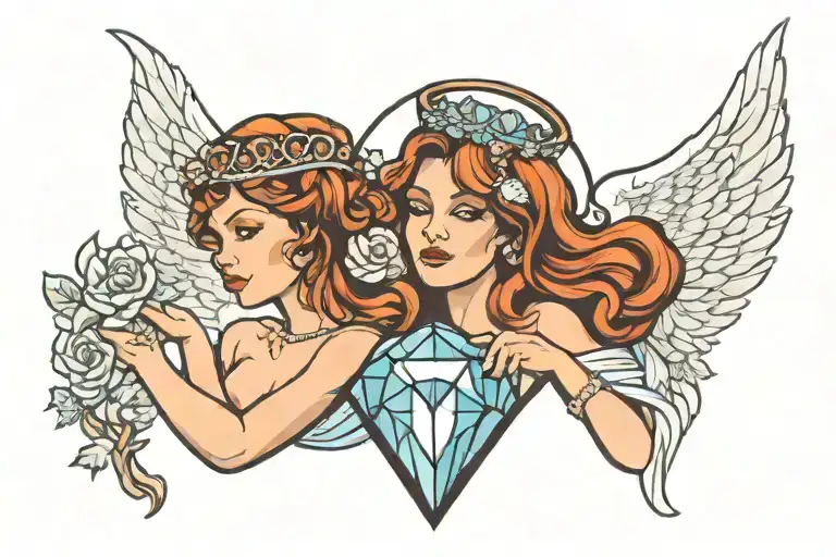 2 Angels Holding A Diamond