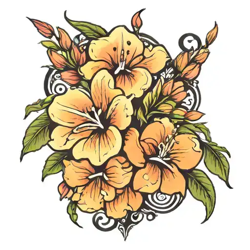 Asl I Love Tattoo With Sweet Pea And Gladiolus Flowers